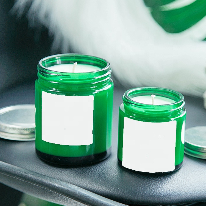 European Style Candle Container Green Glass Empty Candle Jars Glass Candle Holder With Lids