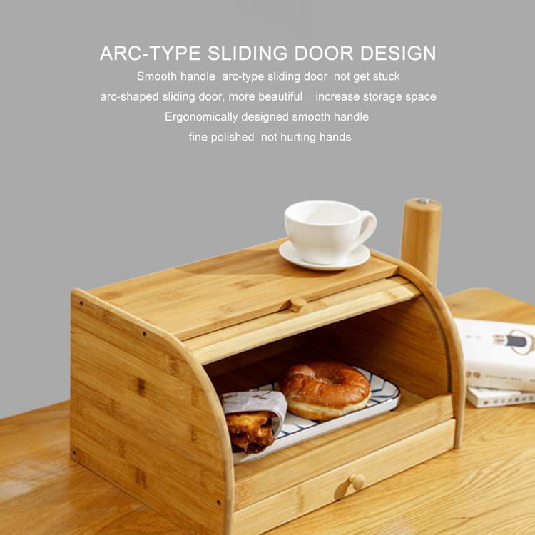European bamboo bread box kitchen food storage box bamboo multi-function storage box simple household