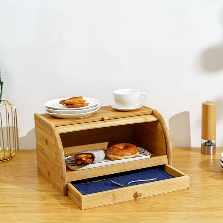 European bamboo bread box kitchen food storage box bamboo multi-function storage box simple household