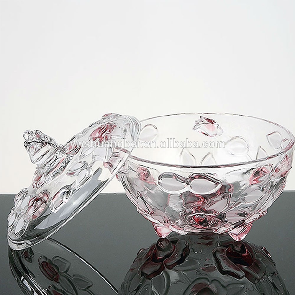 European flower design with foot storage jar with lid for household decoration
