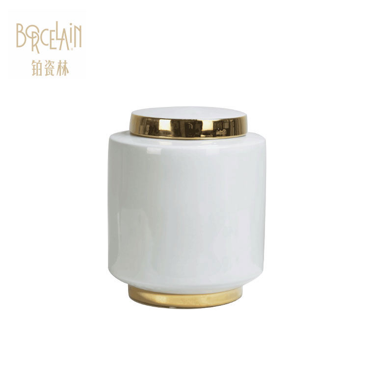 European home decoration flower elegant white ceramic storage jar