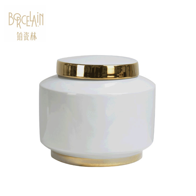 European home decoration flower elegant white ceramic storage jar