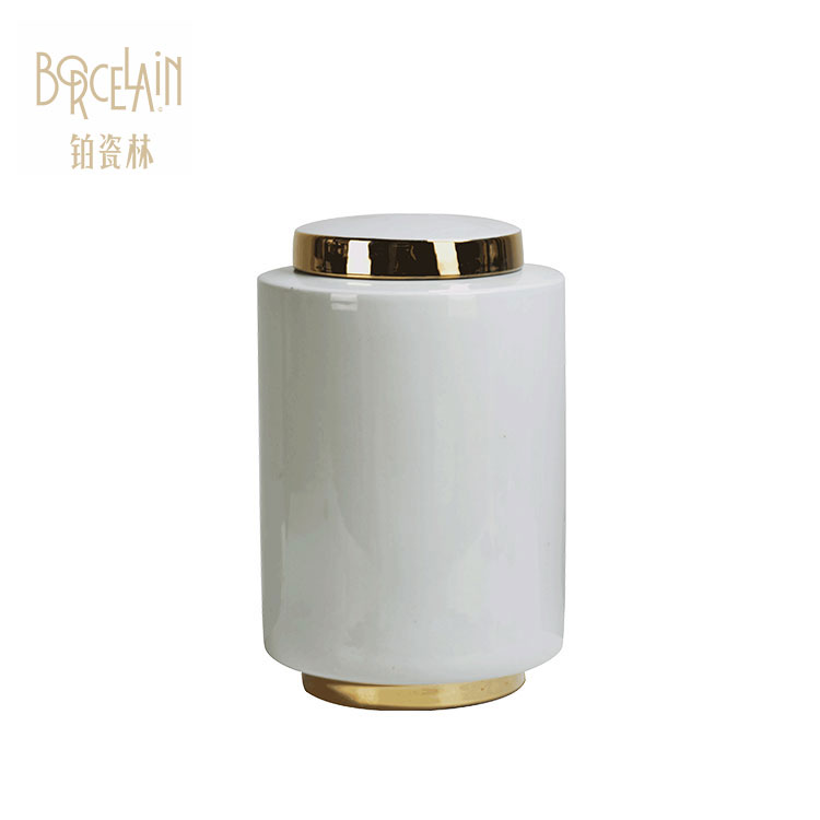 European home decoration flower elegant white ceramic storage jar