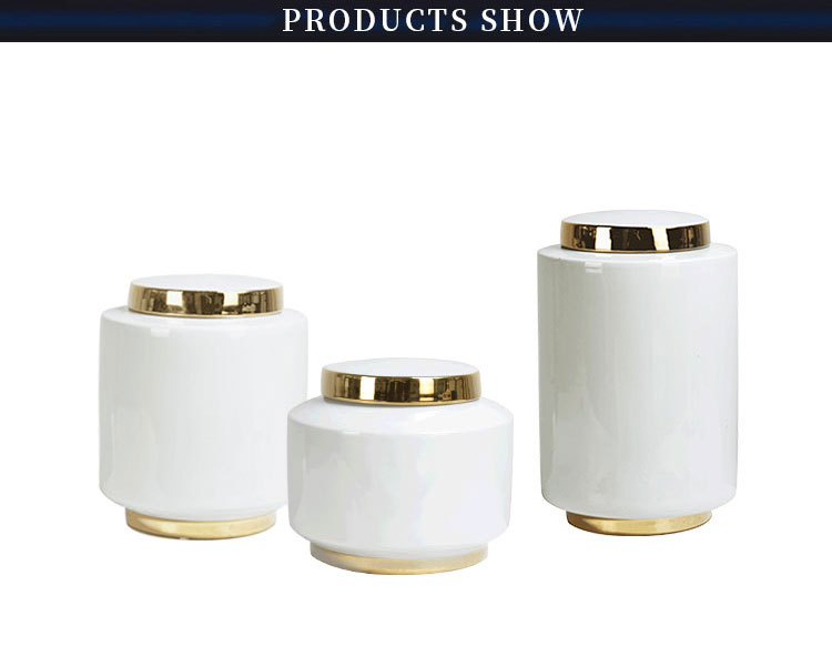 European home decoration flower elegant white ceramic storage jar