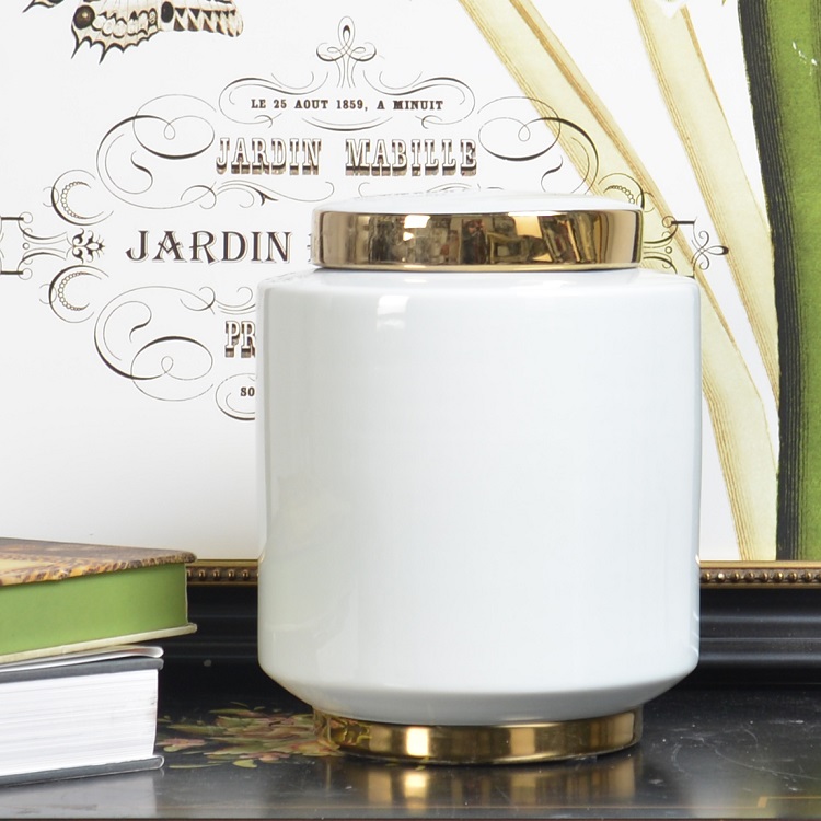 European home decoration flower elegant white ceramic storage jar