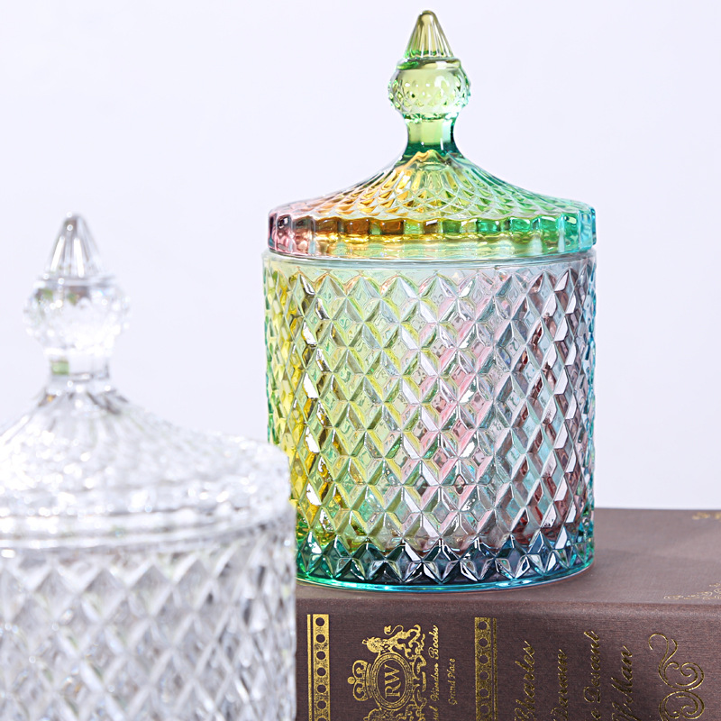 European luxury crystal transparent glass embossed ins jewelry box cotton swab box candy can decorative decorations