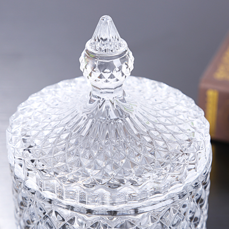 European luxury crystal transparent glass embossed ins jewelry box cotton swab box candy can decorative decorations