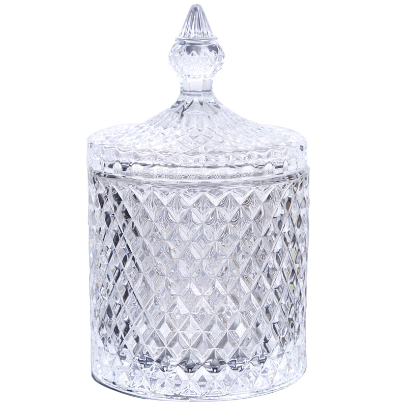 European luxury crystal transparent glass embossed ins jewelry box cotton swab box candy can decorative decorations