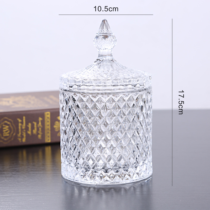 European luxury crystal transparent glass embossed ins jewelry box cotton swab box candy can decorative decorations