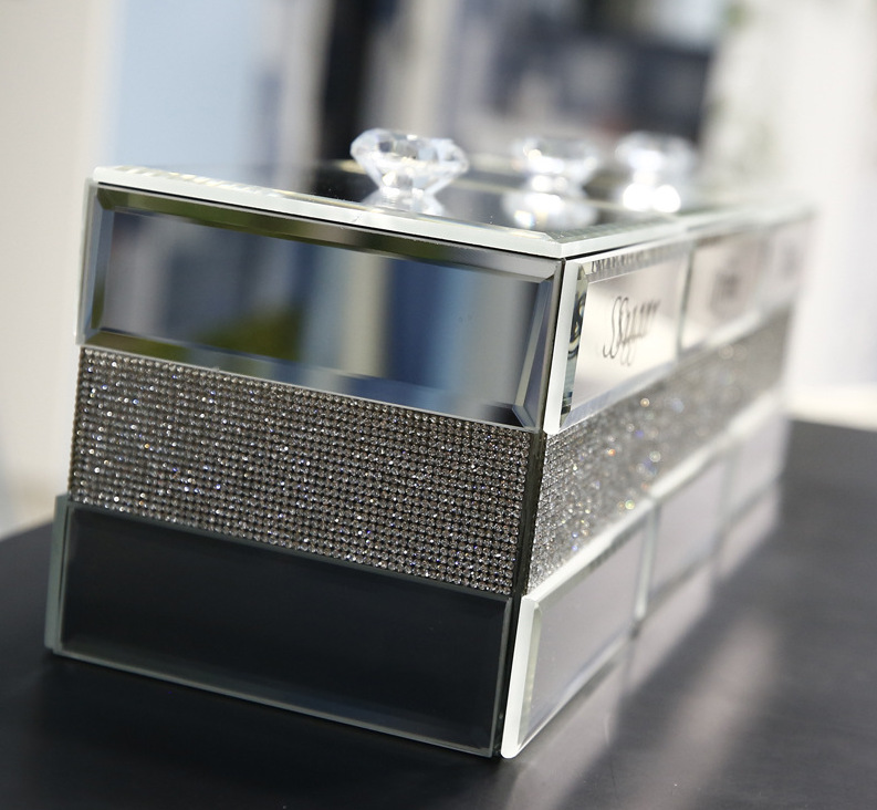 European style light luxury crystal glass square large-capacity tea coffee candy storage jar Customized lettering