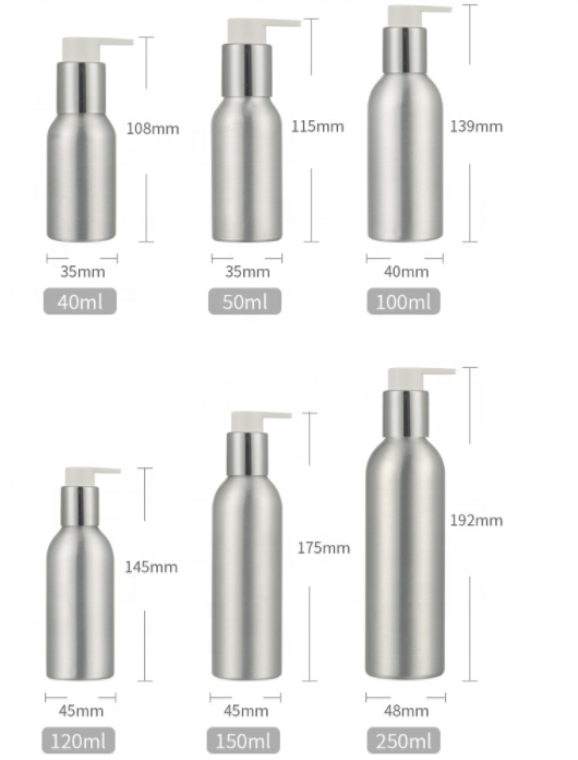 Everich Aluminum 250 ml travel Spray pump kit Refillable Empty sub Bottles for Essential Oils
