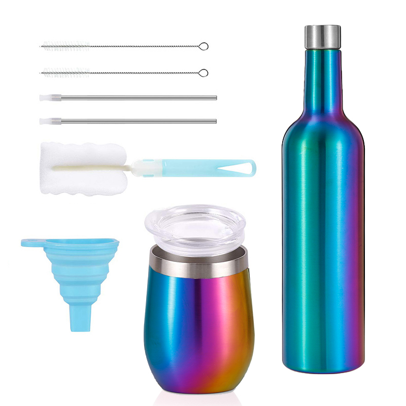 Everich hot sale Gift Set 500ml Stainless Steel Wine Bottle with Egg Shape Ice Cold Wine Tumbler wholesale factory supplier