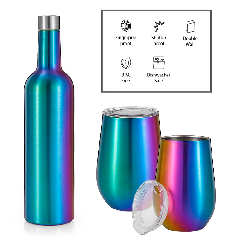 Everich hot sale Gift Set 500ml Stainless Steel Wine Bottle with Egg Shape Ice Cold Wine Tumbler wholesale factory supplier