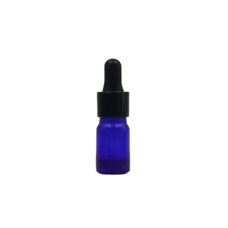 Excellent quality empty 5ml blue empty glass essential oil bottle with dropper