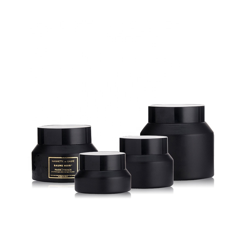 Excellent quality glass cosmetic bottle set, black glass cosmetic bottle and jar,cosmetics cream glass bottles