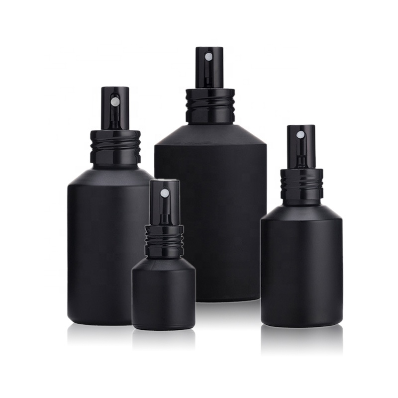 Excellent quality glass cosmetic bottle set, black glass cosmetic bottle and jar,cosmetics cream glass bottles