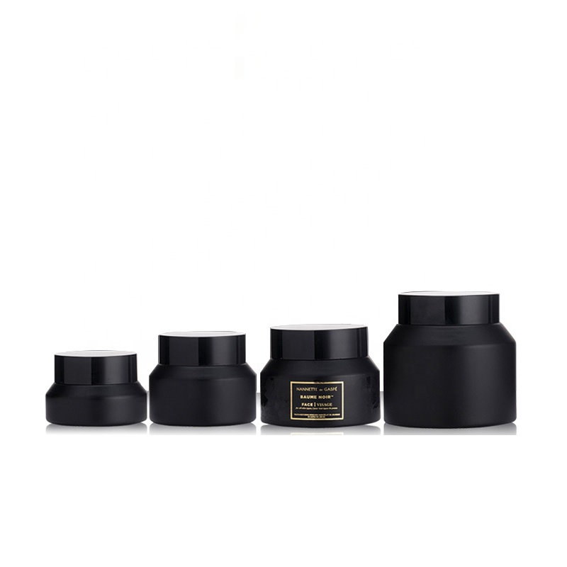 Excellent quality glass cosmetic bottle set, black glass cosmetic bottle and jar,cosmetics cream glass bottles