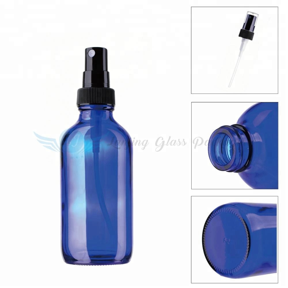 Exquisite 10ml 20ml 30ml Green Amber Blue Glass Essential Oil Spray Bottles Gold Spray Perfume Bottle with Matching Aluminum Cap