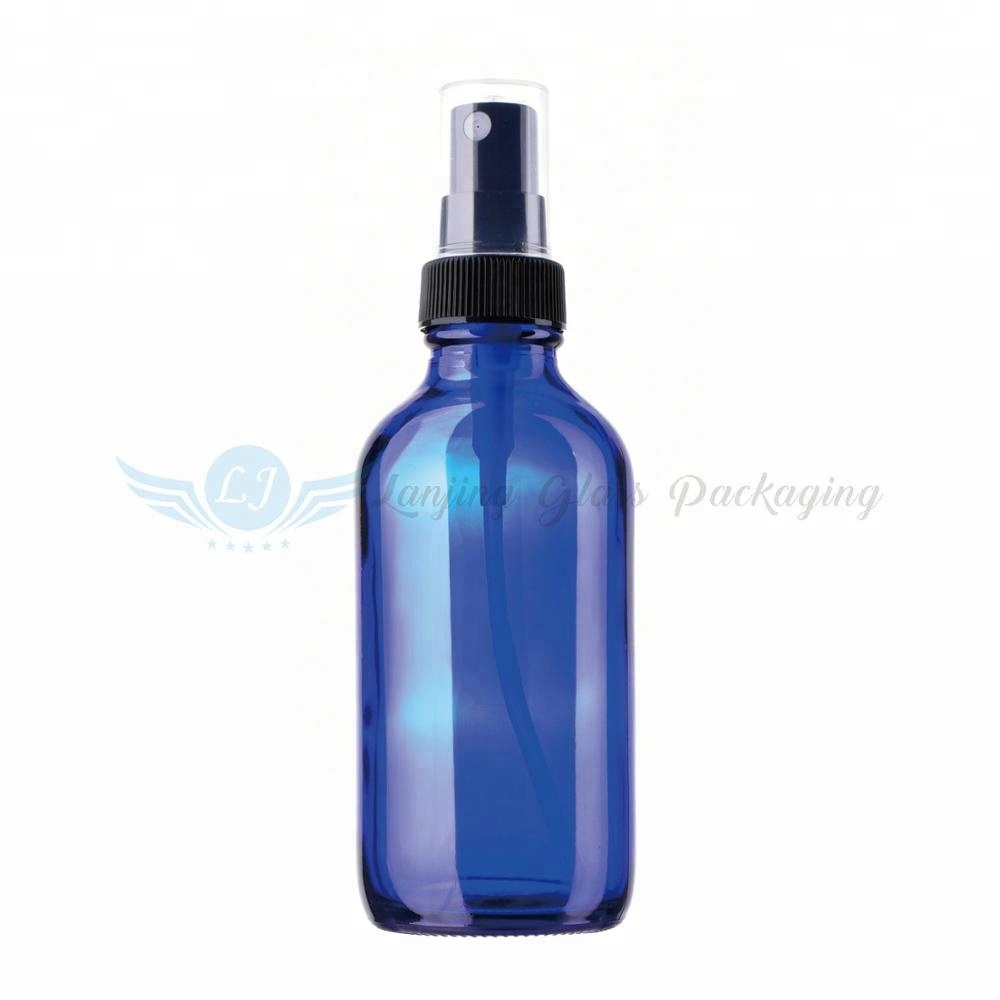 Exquisite 10ml 20ml 30ml Green Amber Blue Glass Essential Oil Spray Bottles Gold Spray Perfume Bottle with Matching Aluminum Cap