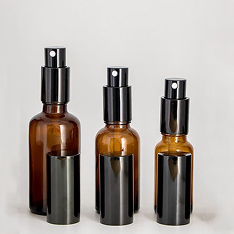 Exquisite 10ml 20ml 30ml Green Amber Blue Glass Essential Oil Spray Bottles Gold Spray Perfume Bottle