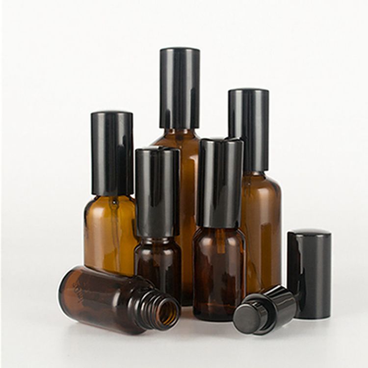 Exquisite 10ml 20ml 30ml Green Amber Blue Glass Essential Oil Spray Bottles Gold Spray Perfume Bottle