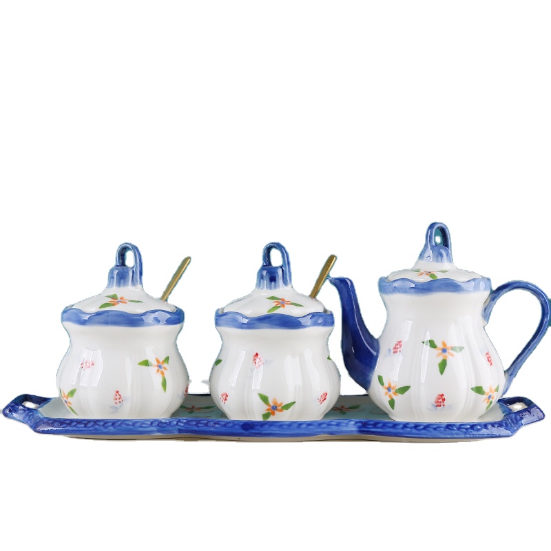 Exquisite Workmanship Not Take Up Space Cup Ceramic Spice Jar With Stand