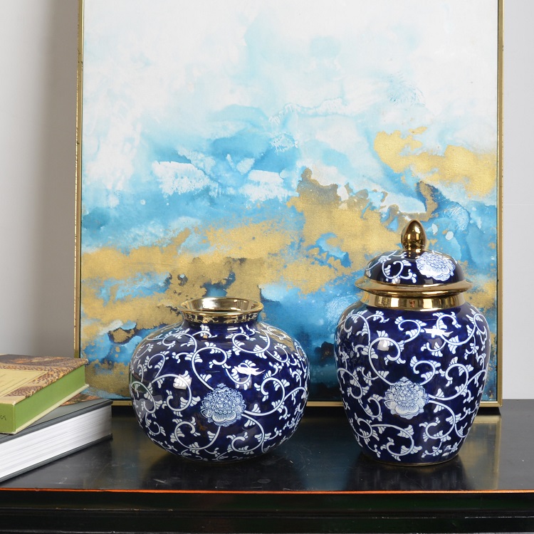 Exquisite fashion home decorating canister ceramic jar