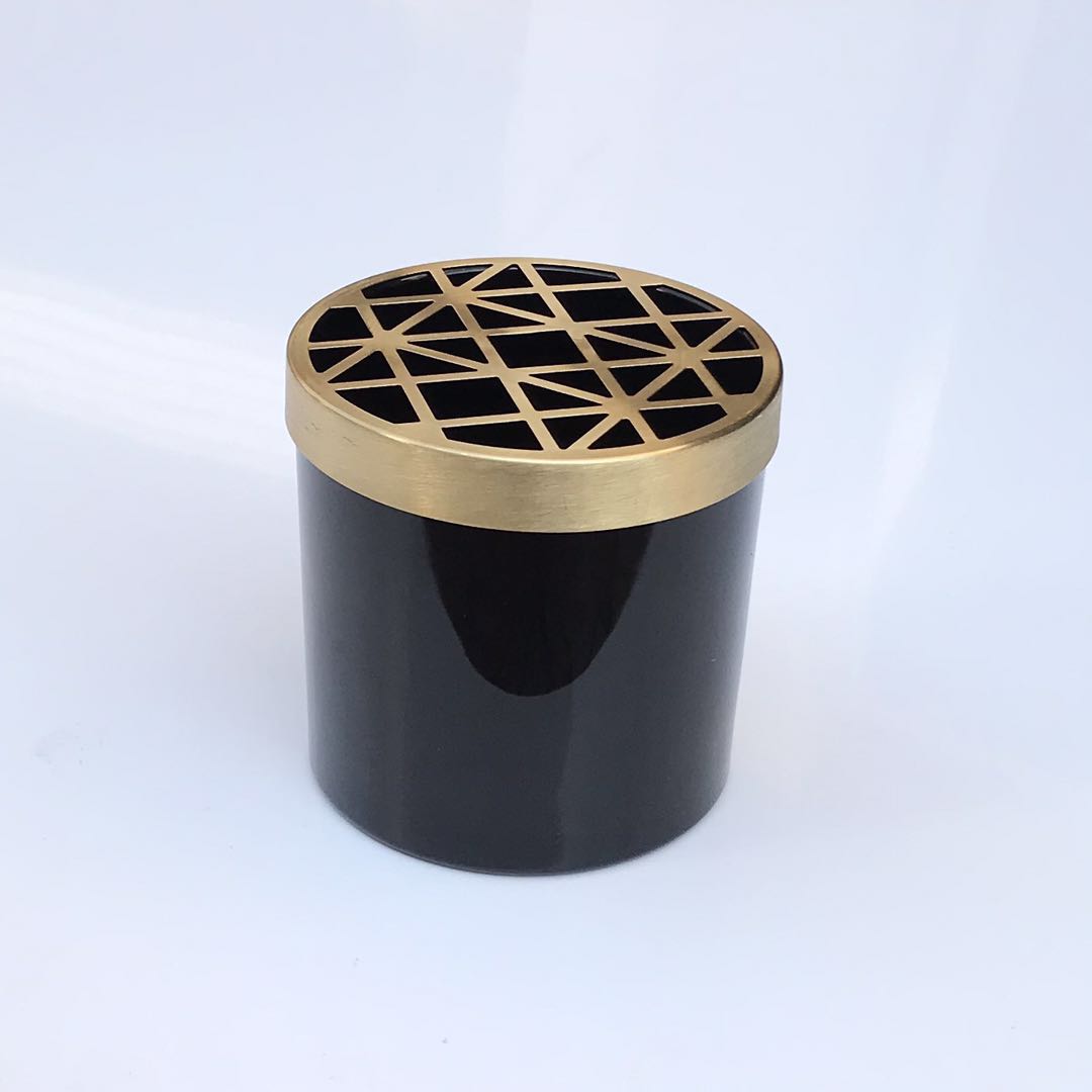 Exquisite gold clear black glass candle jar