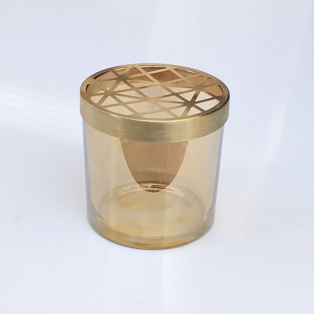 Exquisite gold clear black glass candle jar