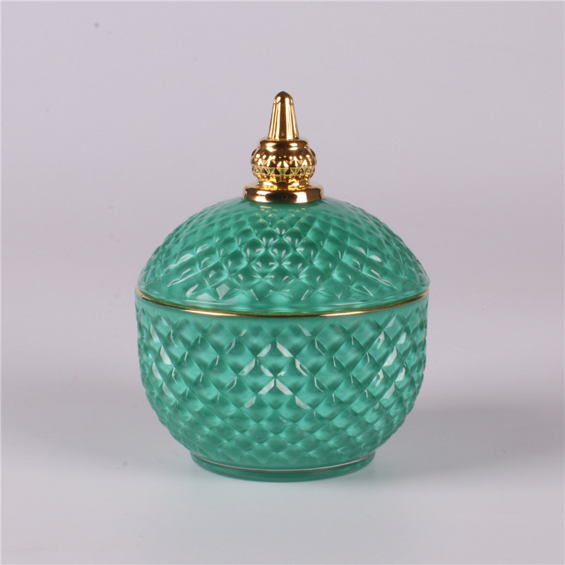 Exquisite kitchen gadget food storage candy container decoration ceramic candy jar home goods glass jars with gold decal