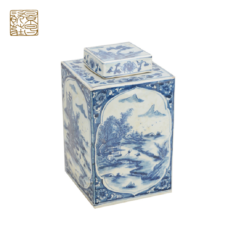 Exquisite living room home decoration supplies ceramic square jar