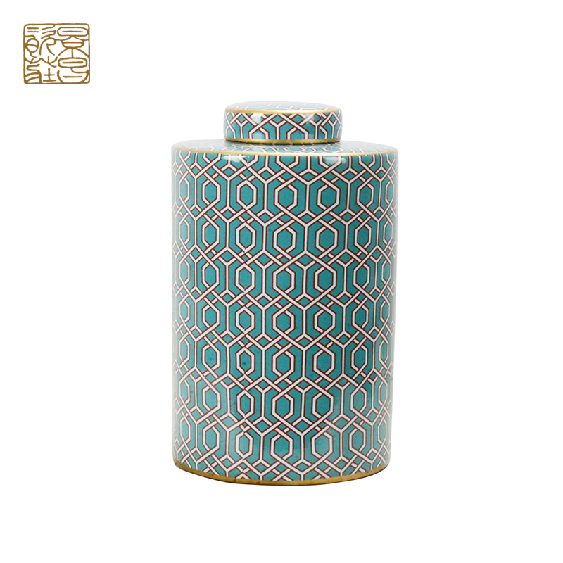 Exquisite living room home decoration supplies ceramic square jar