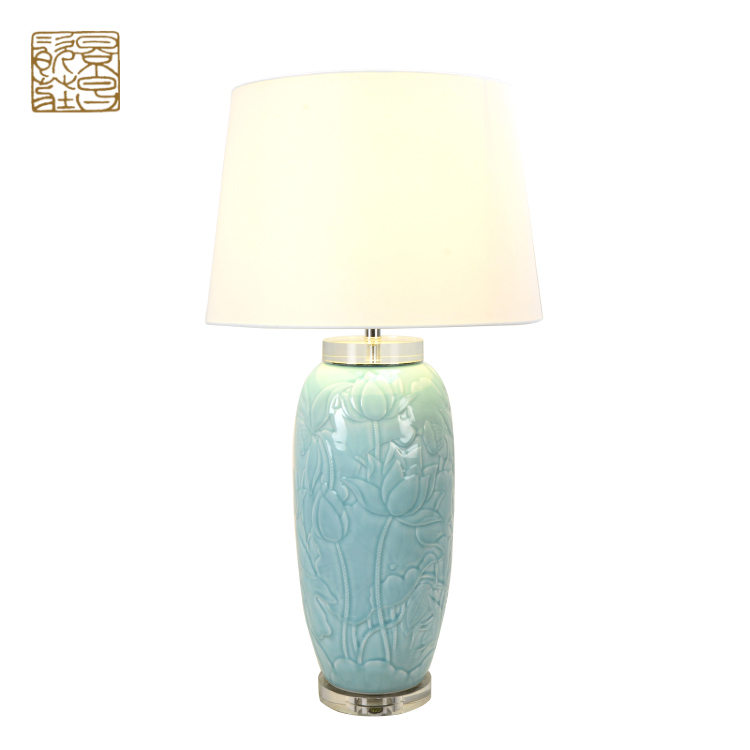 Exquisite relief blue decorative pot chinese ceramic ginger jar for sale