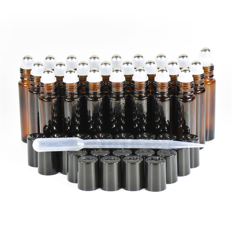 Exquisite roll on sealing type glass 10ml roller bottle blue amber clear wholesale