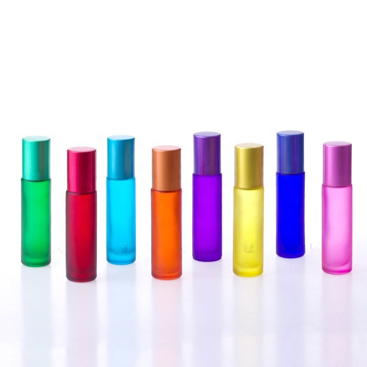 Eye cream essential oil  4ml 6ml 8ml 10ml rainbow  frosted red orange pink yellow green blue purple glass roller bottles