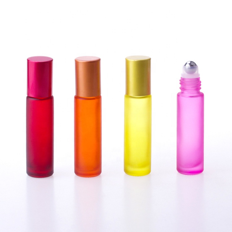 Eye cream essential oil 4ml 6ml 8ml 10ml rainbow frosted red orange pink yellow green blue purple glass roller bottles