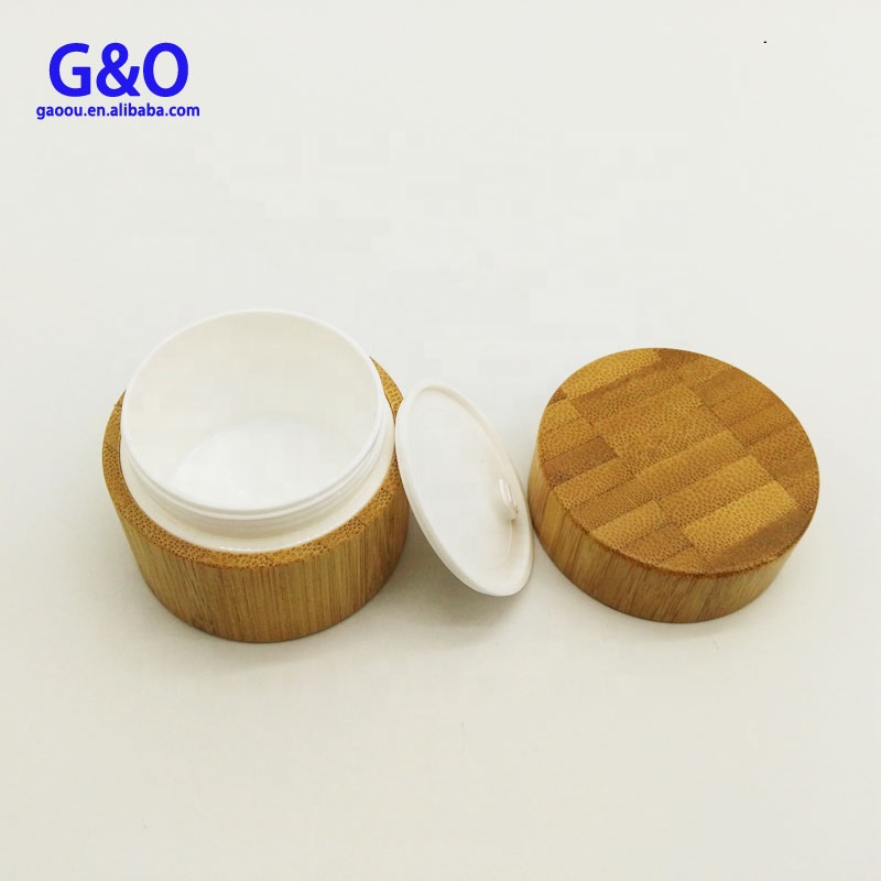 Eye cream glass bottle 5g 10g cosmetic glass jar with bamboo lid clear frosted face cream jar 30g 50g 100g