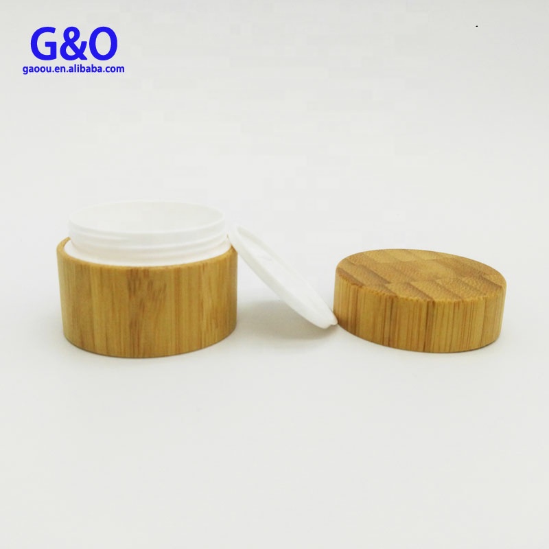 Eye cream glass bottle 5g 10g cosmetic glass jar with bamboo lid clear frosted face cream jar 30g 50g 100g