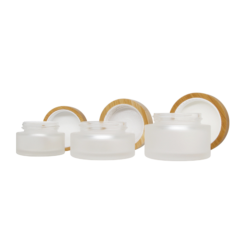 Eye cream jar skin care cosmetics cream glass jar and bamboo wood cap