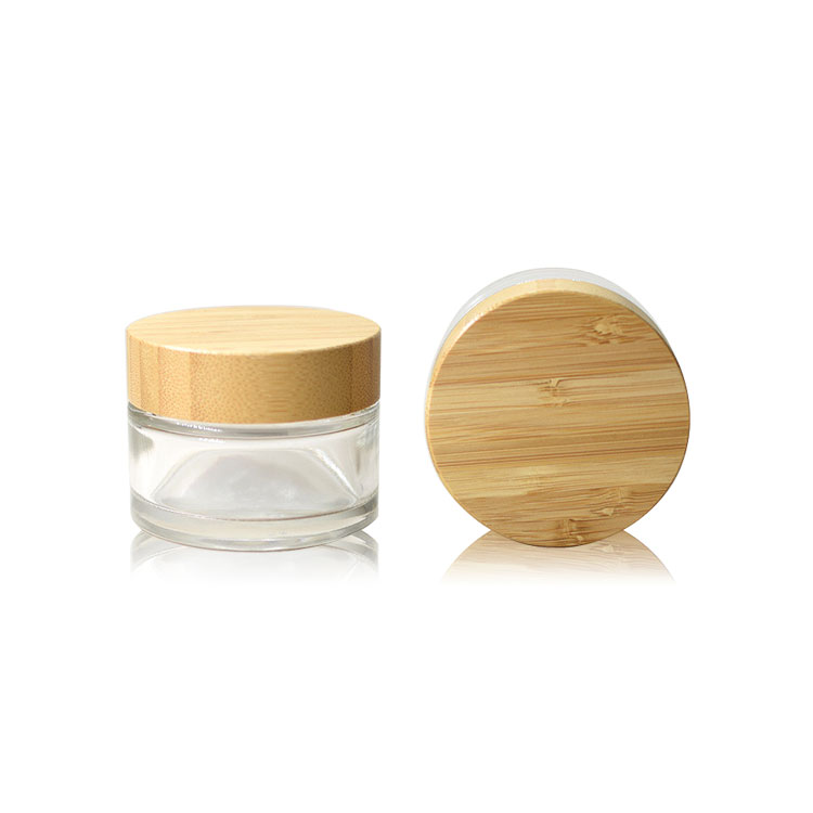 Eye cream jar skin care cosmetics cream glass jar and bamboo wood cap