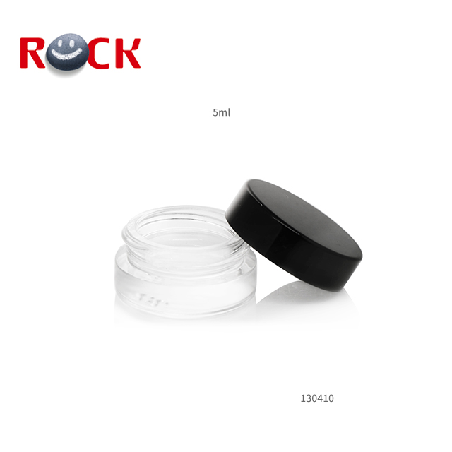 Eye lipstick case 5ml Glass cosmetic jar, eye cream glass cosmetic jar with black caps