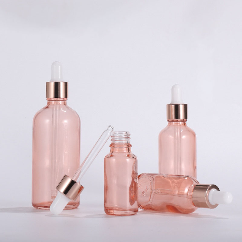 F 10ml 30ml 100ml pink glass dropper for cosmetic essential oil dropper essential oil bottle for oil