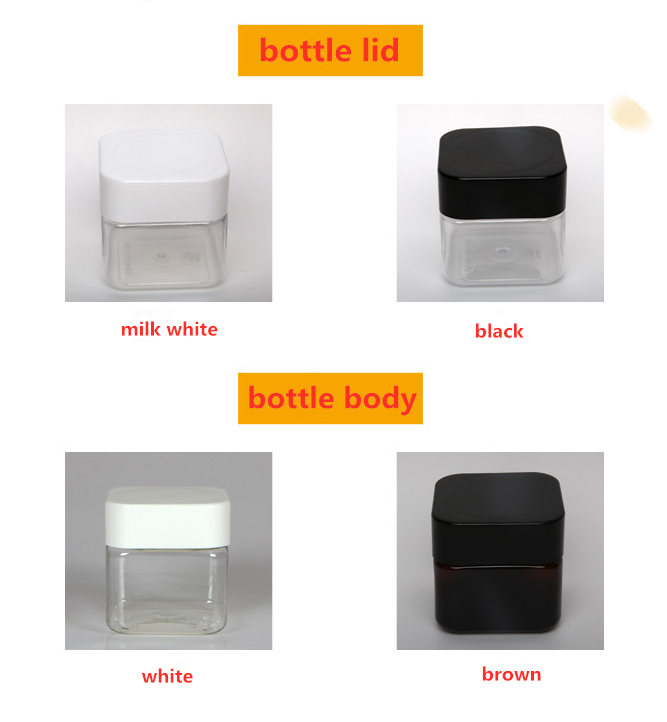 F 180 ML Clear Plastic PET Square Pot Jars Bottles Empty Packing Container Storage Vials Cans Dispenser with Black Screw lid