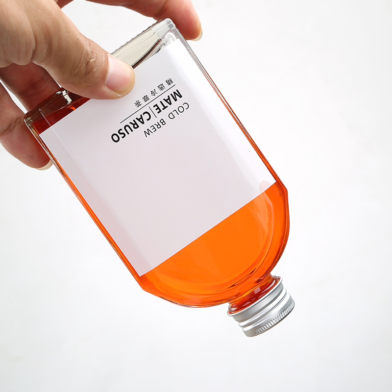 F Whiskey Flat Wine Bottle 50ml 100ml 200ml 250ml 350ml Glass Beverage Juice Bottle with Lid