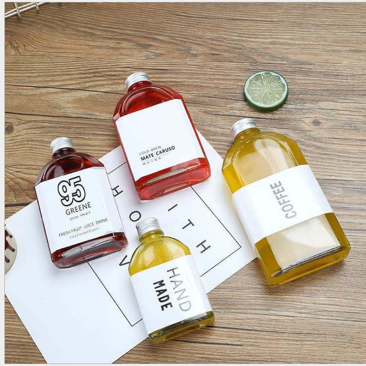 F Whiskey Flat Wine Bottle 50ml 100ml 200ml 250ml 350ml Glass Beverage Juice Bottle with Lid