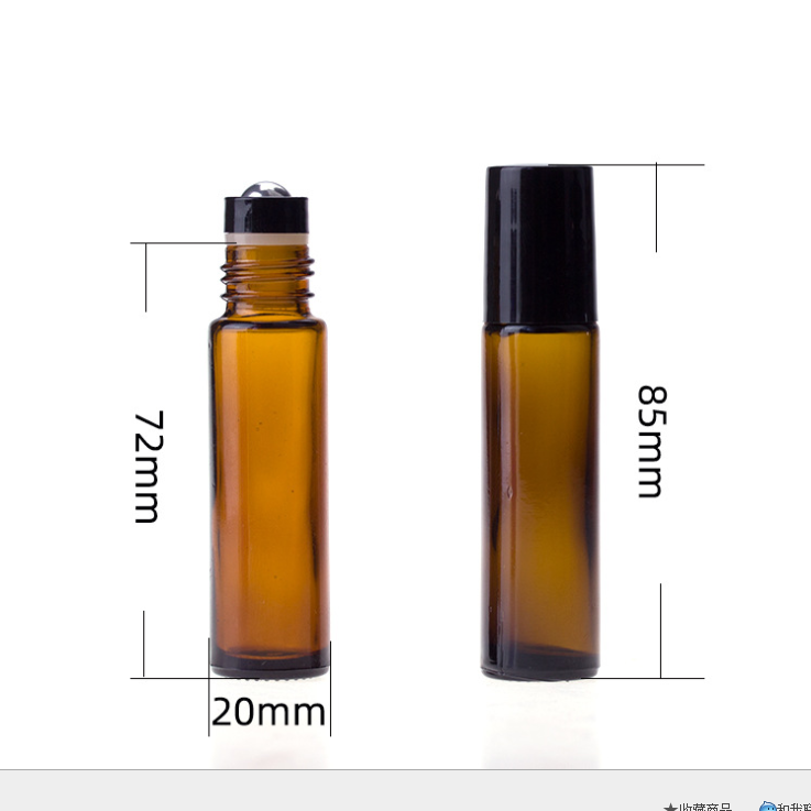 FACTORY PRICE cosmetic packaging 10ml brown Amber glass roller bottles 10ml empty Essential Oil roll on perfume Bottle