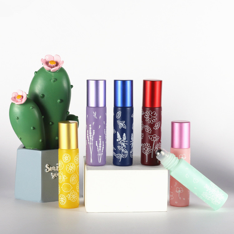 FLORAL 10ml Matte Glass Gemstone Roller Ball Perfume Roll On Essential Oil Roller Bottle