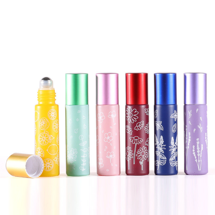 FLORAL 10ml Matte Glass Gemstone Roller Ball Perfume Roll On Essential Oil Roller Bottle