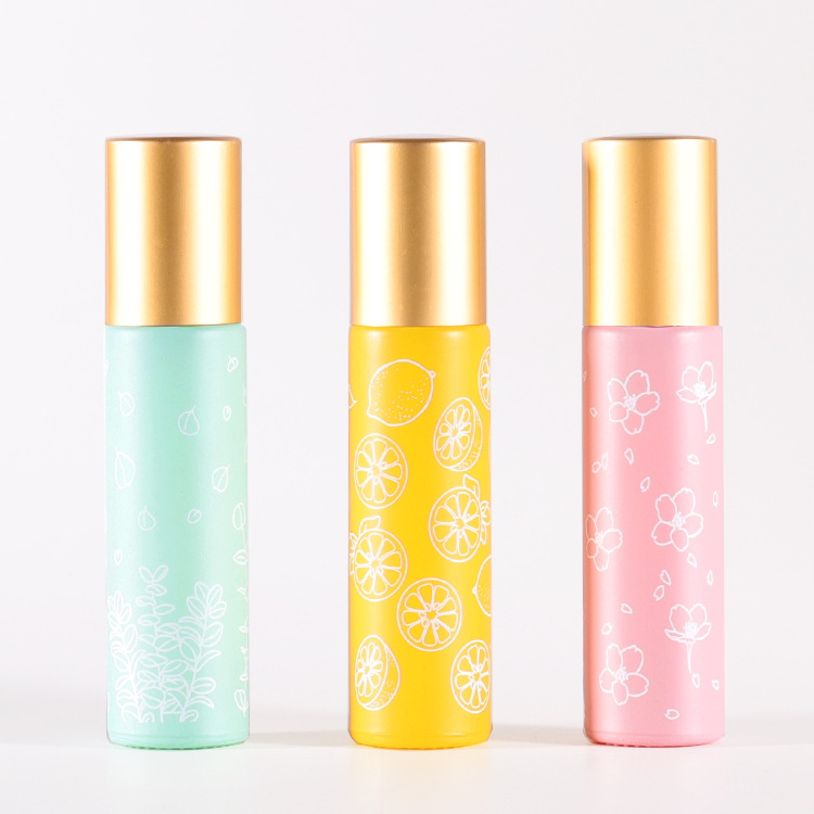 FLORAL 10ml Matte Glass Gemstone Roller Ball Perfume Roll On Essential Oil Roller Bottle