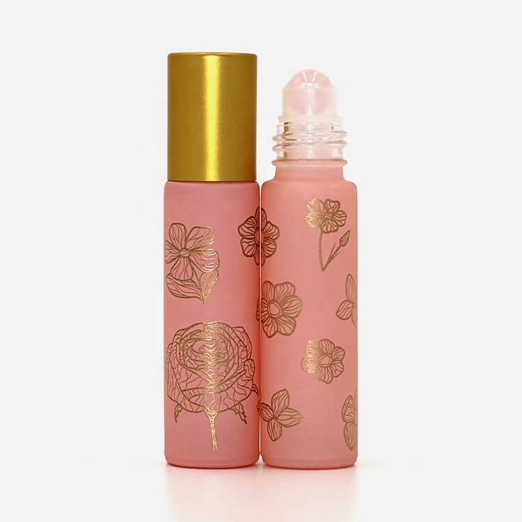 FLORAL Collection 5ml 10ml Matte Glass Roll On Perfume Bottle Crystal Gemstone Roller Ball Essential Oil Roller Bottle